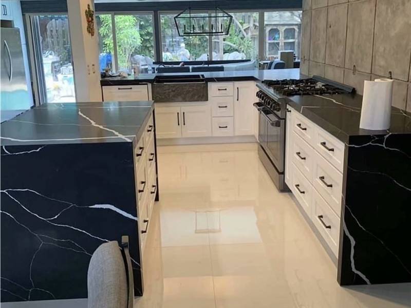 black quartz countertops with white veining Factory black quartz countertops with white veining Factory
